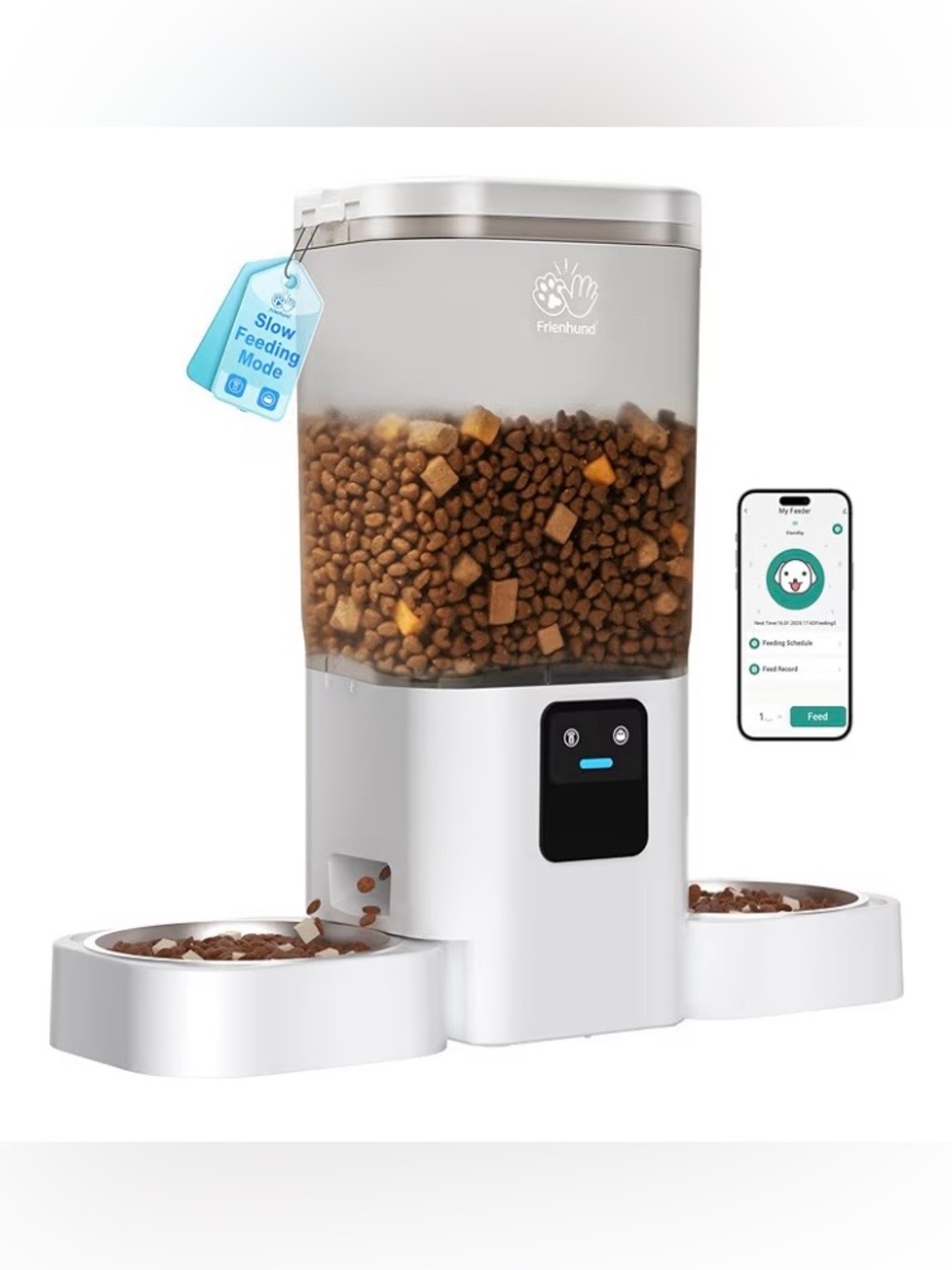 Frienhund 5G WiFi Automatic Cat Feeder 2 Cats: Dual  with APP Control